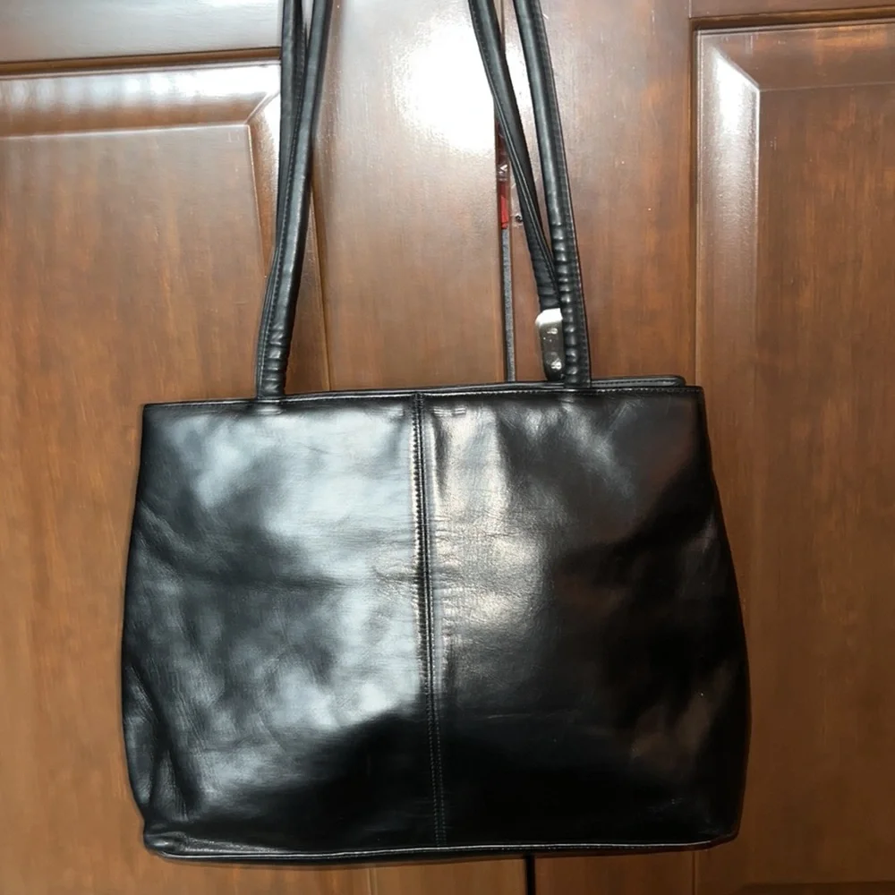 Retro New Nine West Black Leather Large Shoulder Bag NWOT